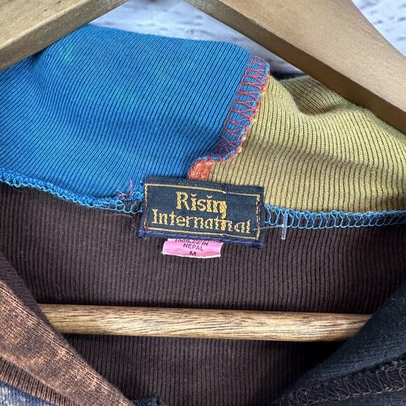 Rising International Sweatshirt Womens Medium Zip Artisan Patchwork South West - Picture 4 of 12